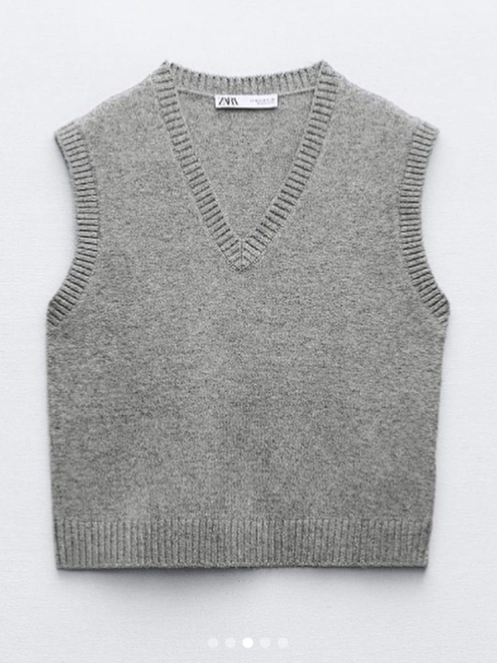 Zara Gray V-Neck Sleeveless Sweater Vest